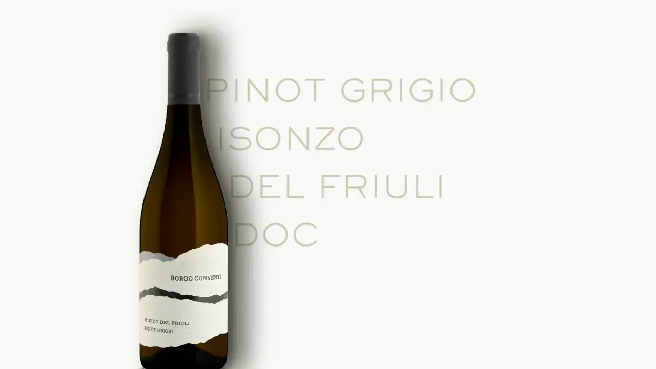 Bottiglia di Pinot Grigio fermo Borgo Conventi Isonzo del Friuli DOC.