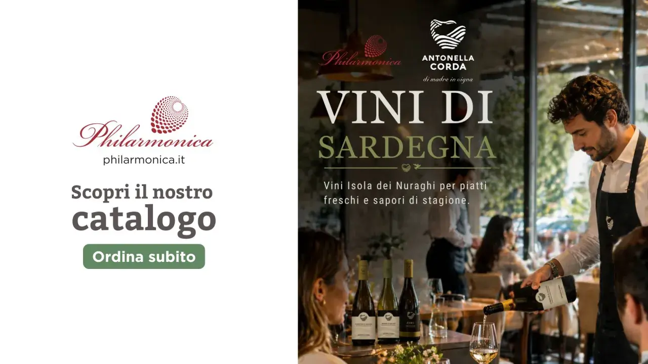 Vini di Sardegna, con un sommelier che versa vino. Scopri il catalogo, inclusi i vini dell'isola dei Nuraghi, per piatti freschi e sapori di stagione.