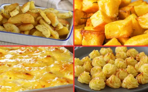Quattro modi deliziosi per gustare le patate: al forno, arrosto, gratinate e a rosellina.