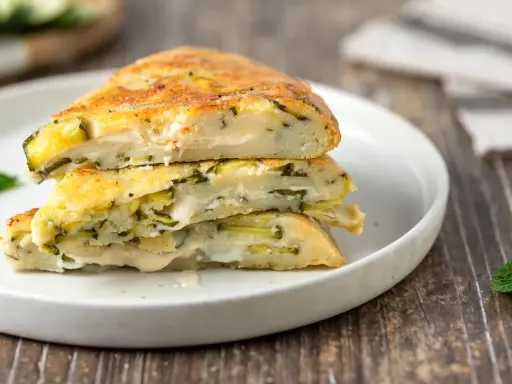 Fette di torta salata con zucchine e formaggio, perfette per le tue ricette con zucchine.