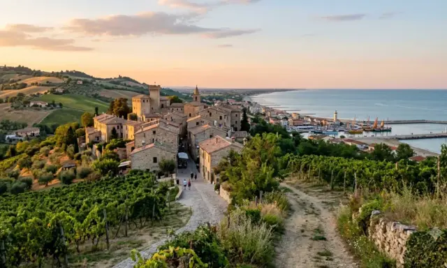 Borgo medievale con vigneti e mare, ideale per scoprire città italiane da visitare in 3 giorni.
