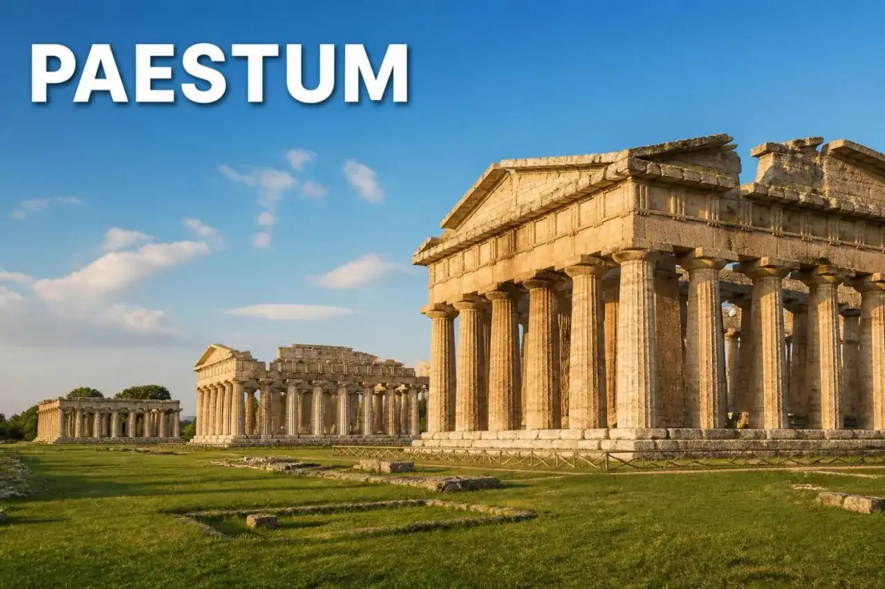 Paestum, in Campania, Italia, è un sito archeologico con templi greci ben conservati.